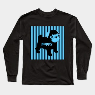 blue puppy,bulldog Long Sleeve T-Shirt